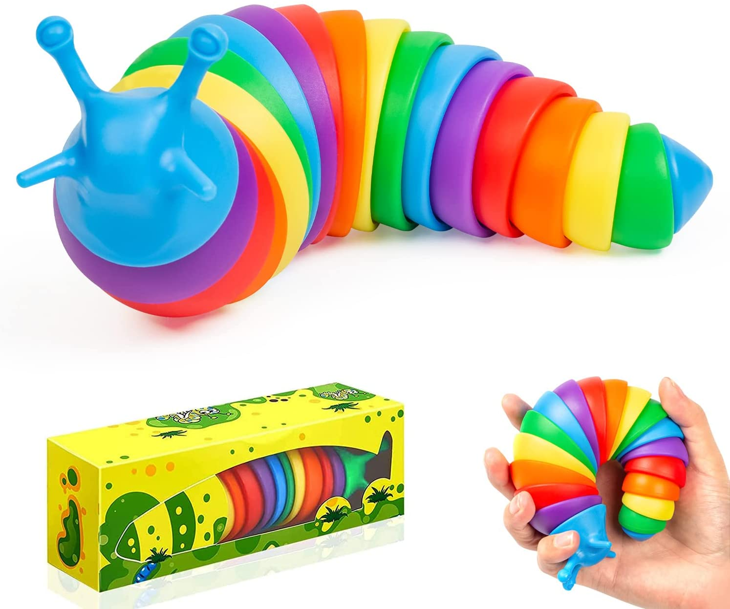 Fidget Slug 3D Printed Articulated Slug Fidget Toy Articulating Stimulation Toy Stress Relief Sound Sensory Toy Sensory Slug (Origin Suitable for Ages 3+). 