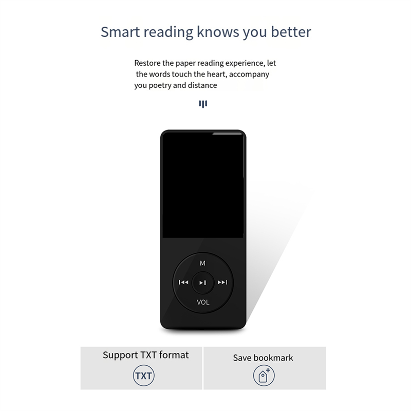 MP4 MP3 Bluetooth Player 160X120Px Mini Walkman Student 1.8 Inches Screen 64G Plug Card Sports Music Player, Easy to Use B. 
