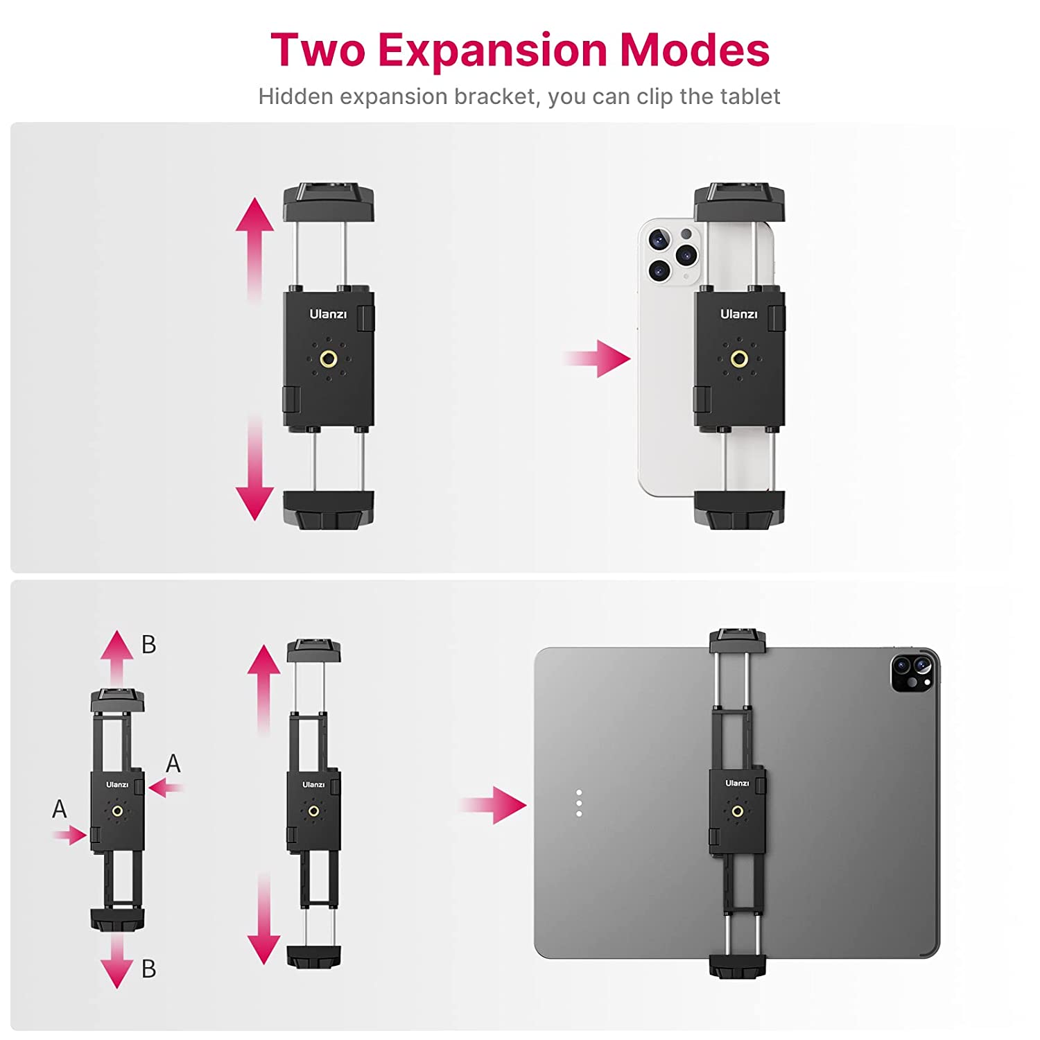 Ulanzi ST-29 Tripod Mount Universal for Tablet and Phone Holder With Cold Shoe Support Horizontal and Vertical Shooting. 