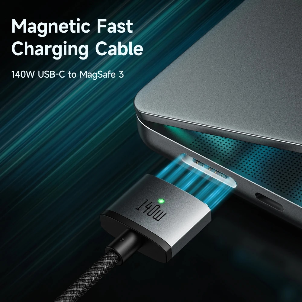 Mcdodo 140W Magnetic PD USB-C to MagSaf* 3 Fast Charge Cable For Macbook Pro Air 13 14 16 M1 M2 Dual LED Indicators Charger Cord. 