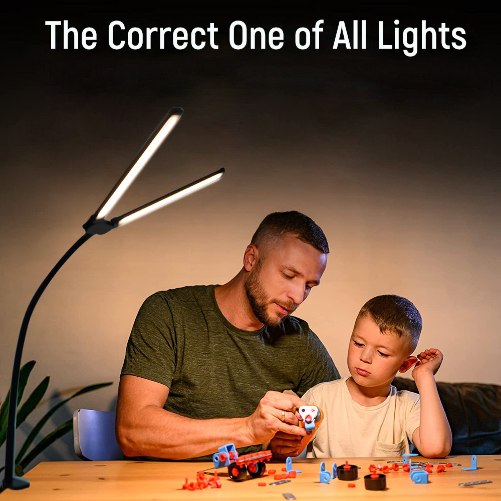 Double Head LED Desk Lamps Stepless Dimmable Led Computer Monitor Light USB Table Lamp for Office Study Reading Lighting Fixture. 