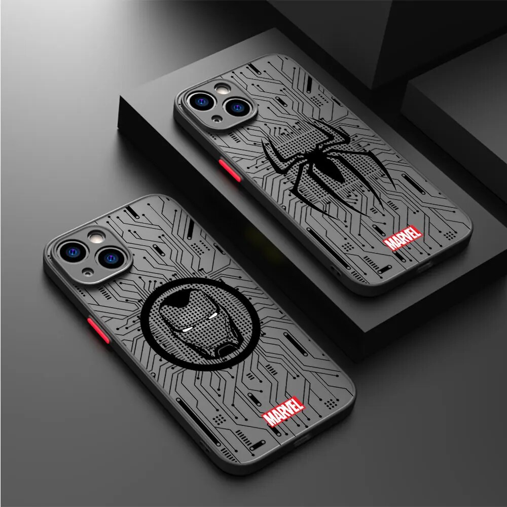 Phone Case for Apple iPhone 8 Plus XS X 12 Mini 7 6S 11 Pro 15 Pro SE 14 Pro Max 13 XR Cover Marvel Spider Man Iron Man