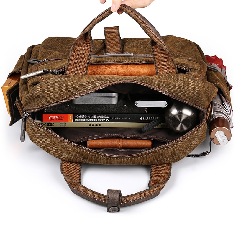2022 Ruil Retro Canvas Messenger Bags Multifunction Men Shoulder Briefcase Leisure Travel Handbag Toolkit Vintage Package mallet. 