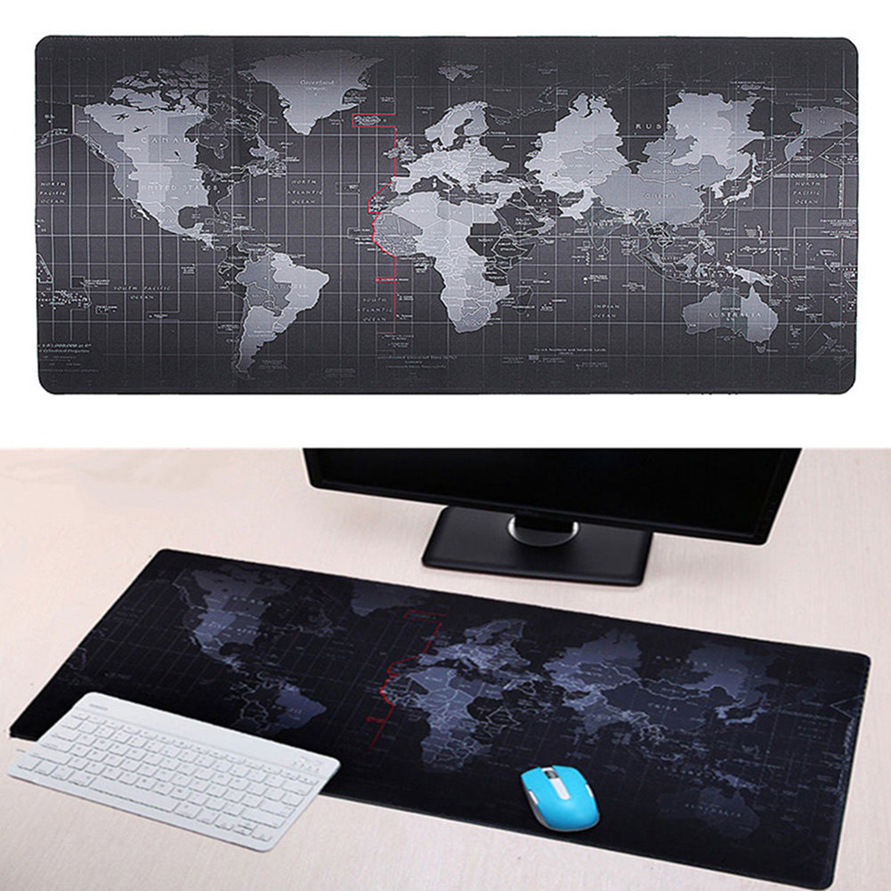 Office Mouse Pad Featuring World Map Design - Large Gaming Mouse Pad Size 70Cmx30Cm
