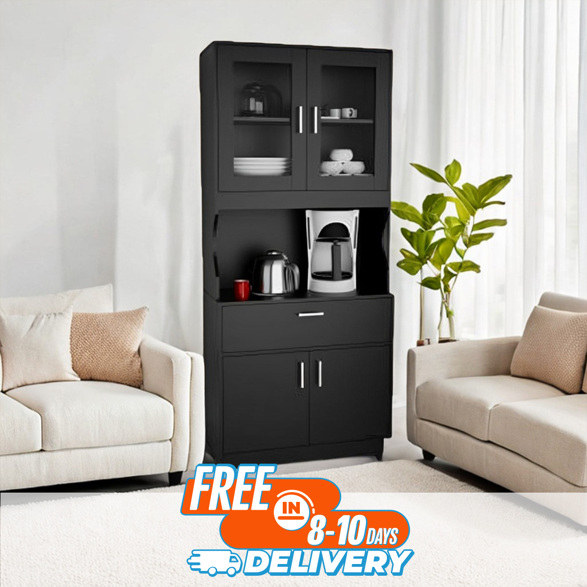 Andormahal MDF Oven cabinet with large kitchen cabinet showcase