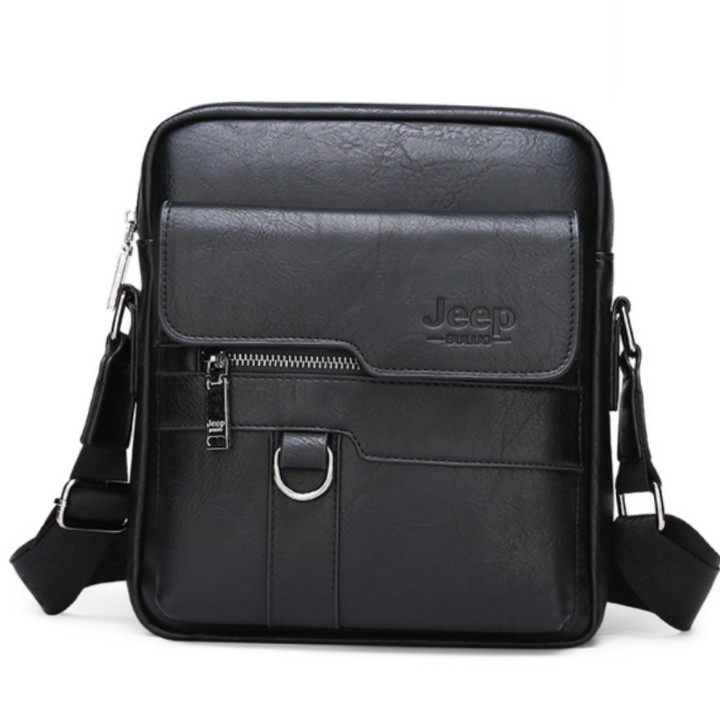 Versatile -Jeep Buluo Brand Leather Men's Shoulder Crossbody Bags 9.7Inch Ipad Office Messenger Bag for Men Business Handbag- Avant-garde