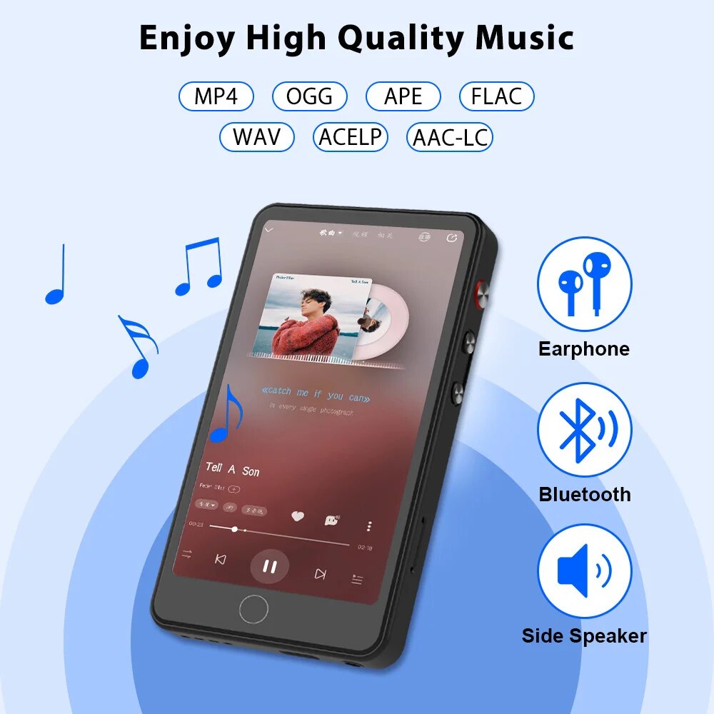 2023 New M400 Android MP4 Player Bluetooth WiFi MP3 Music Portable Touch MP 4 For Men/women For Gift. 