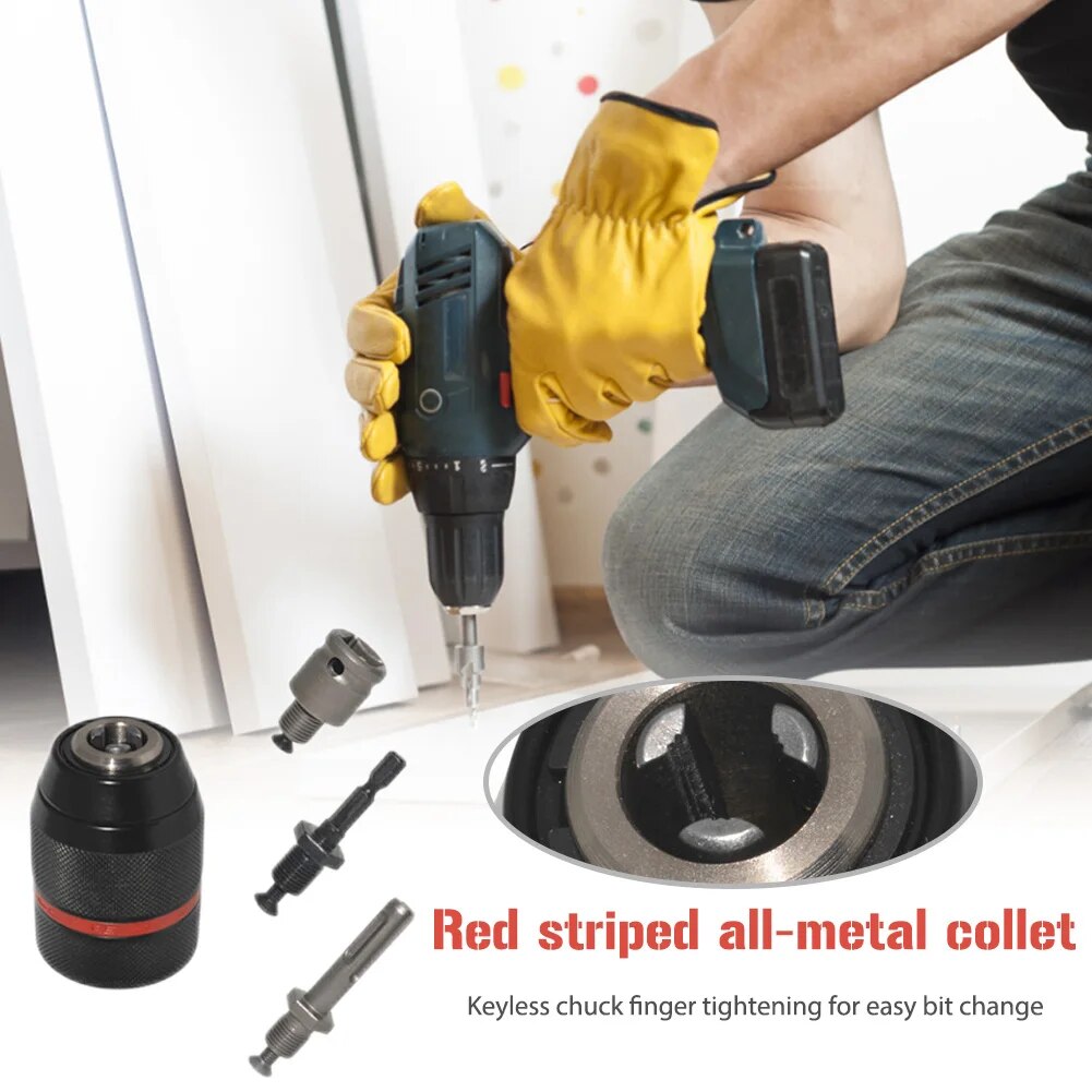 Metal Drill Chuck SDS Shank 1.5-13mm Keyless Electric Drill Chuck Quick Change Converter Mini Keyless Drill Chuck Hardware Tools. 