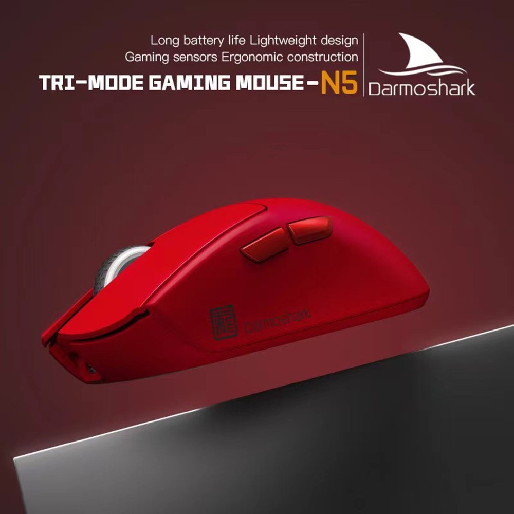 Darmoshark N5 Lightweight Gaming Mice Tri-Mode Connectivity 2.4G/BT/Wired Wireless Mice with Adjustable Moving Speeds for PC Laptop. 