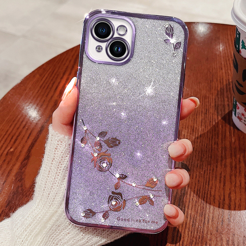 Electroplating Preserved Fresh Flower Rose Suitable for Sound Transmission INFINIX Phone case HOT 9PLAY Glitter ITEL A48 Rhinestone