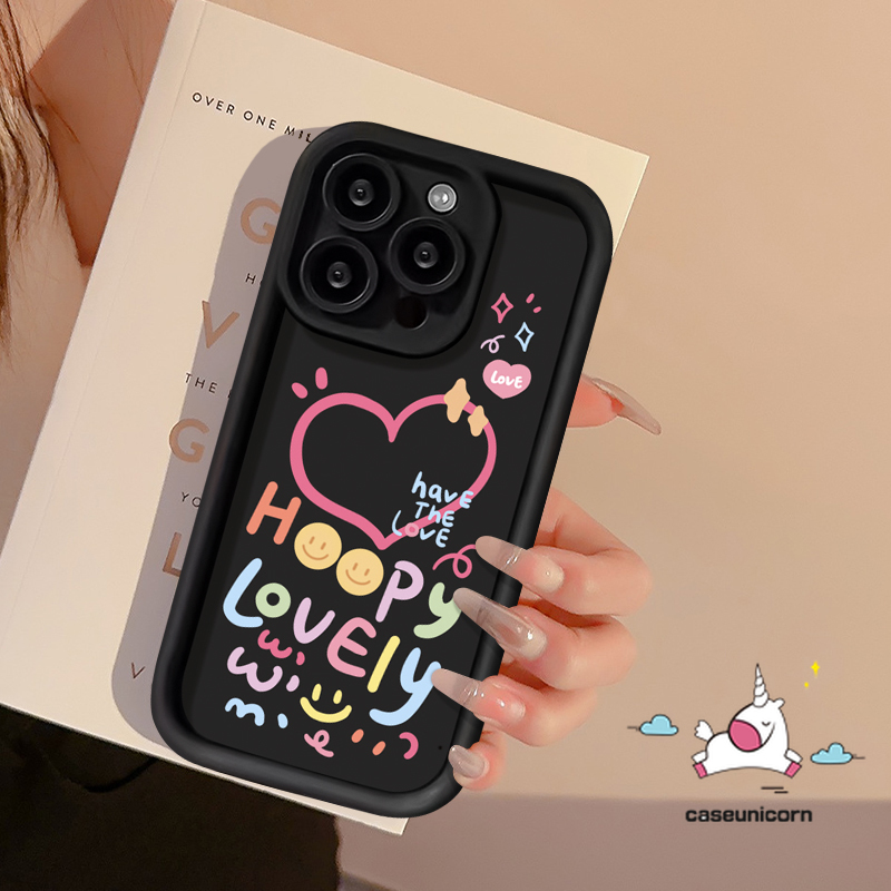 English Letter Couples Smiling Face Phone Case For Realme C33 C25 C25s C21Y C35 C53 C15 C12 C55 C20 C25Y C11 C21 C51 C31 C30 C20A 11 5i 6i 5 8i 5s Colour Heart Soft Angel Eyes Cover. 