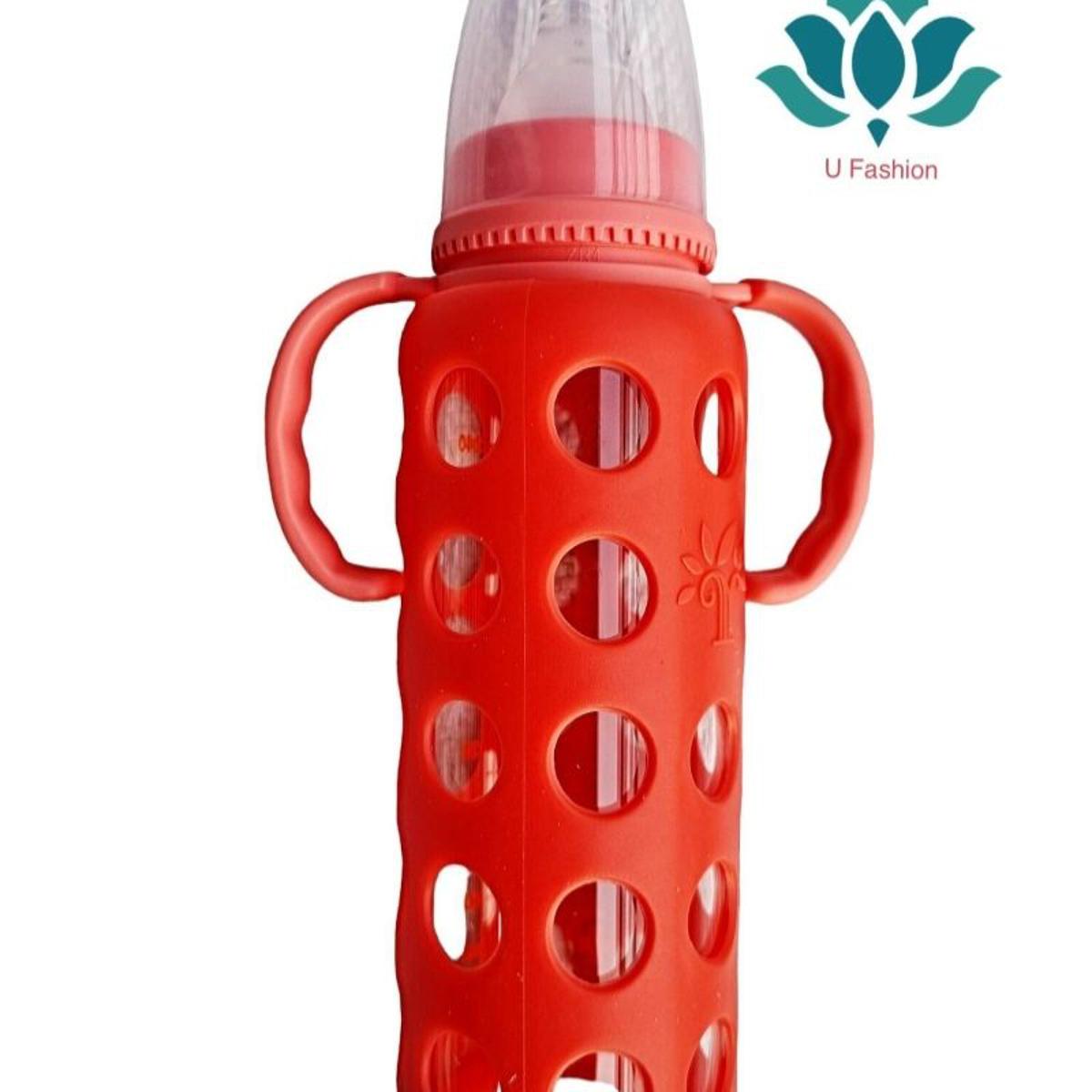 Glass Bottle Baby Feeder With Silicon Cover-240ml. 