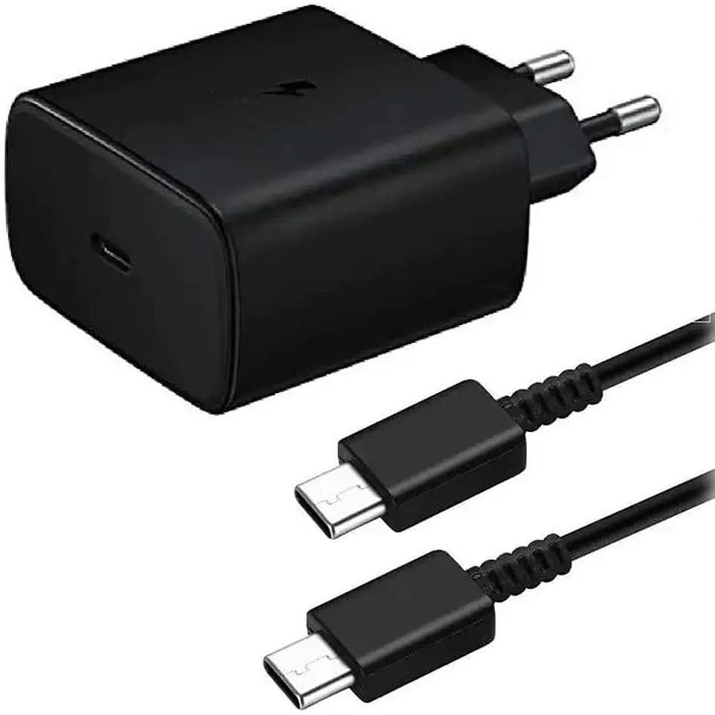 Samsung 25W PD Charger EU with Type-C to Type-C Cable(3A) - Black. 