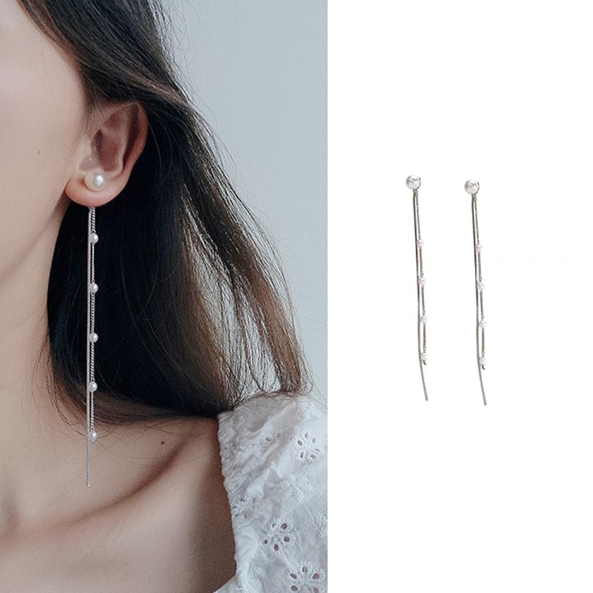 New 2023 Long Tassel Pearl Earrings Women Jewelry