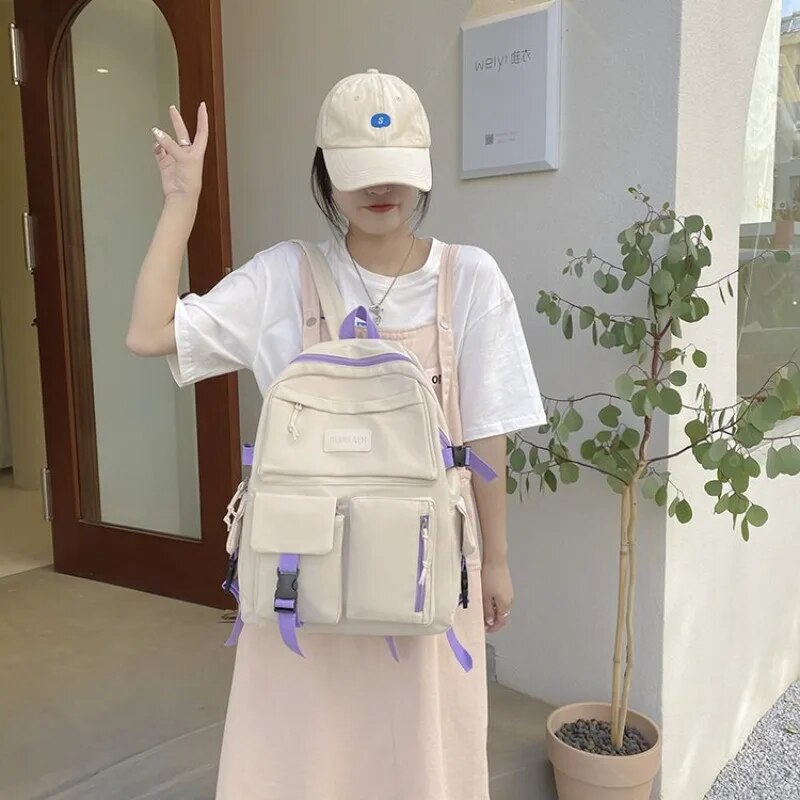 Large Capacity Canvas Black Backpack Light Simple Travel Bag Canvas Backpack Student School Bag Canvas Student Zipper Backpack. 