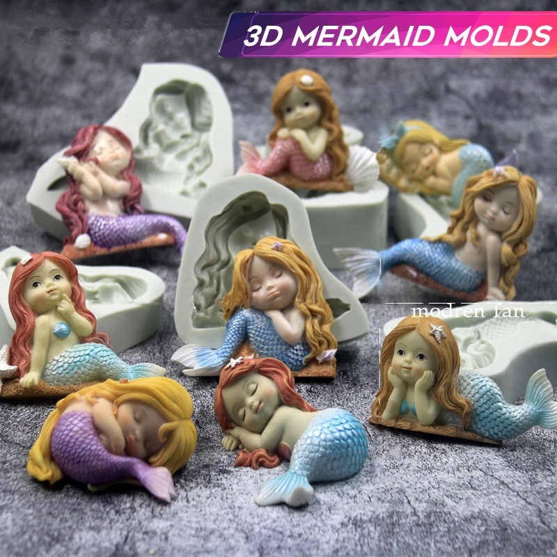 3D Mermaid Silicone Mold Fondant Mold Chocolate Mould for Decorating Cakes - HY-51. 