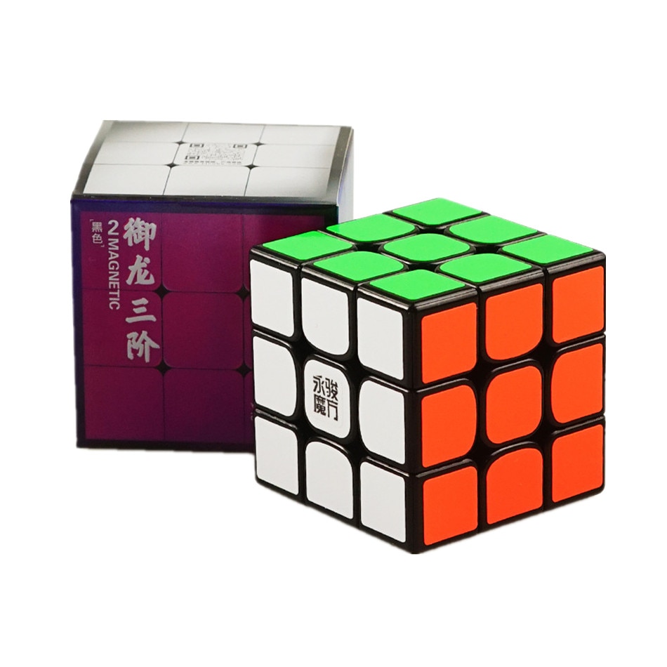 【happy one】YJ Yulong V2 M 3x3 Black and Stickerless Speed Cube Yongjun Yulong 2M Magnetic Magic Cube Puzzle Cubo Magico For Children Kids. 