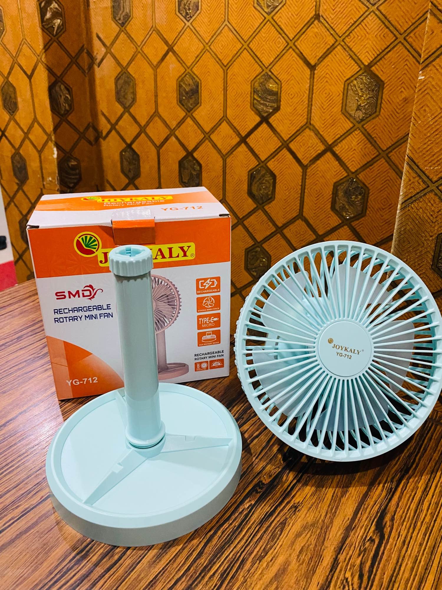 JOYKALY YG-712 Rechargeable Lithium Battery Strong Wind Portable Desk / Table Fan