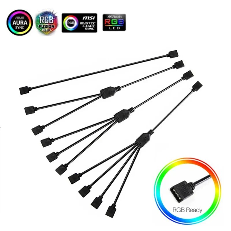 Motherboard RGB SYNC Splitter 5V 3Pin ARGB/12V 4Pin RGB SYNC HUB Transfer Extension Cable For M/B ASUS GIGABYTE MSI