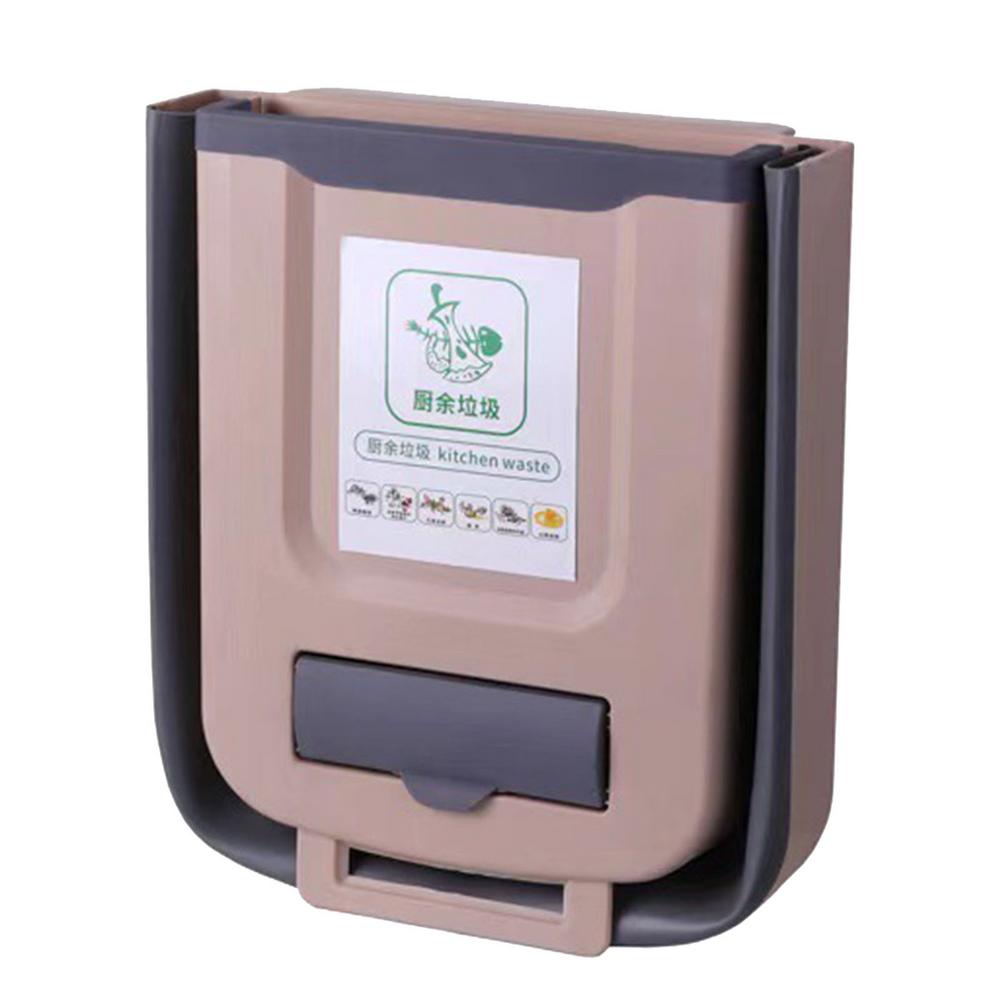 Collapsible Trash Folding Tras Can Small Hanging Kitchen Pressing Type Multipurpose Portable Kitchen Waste Bin With Garbage Bag. 