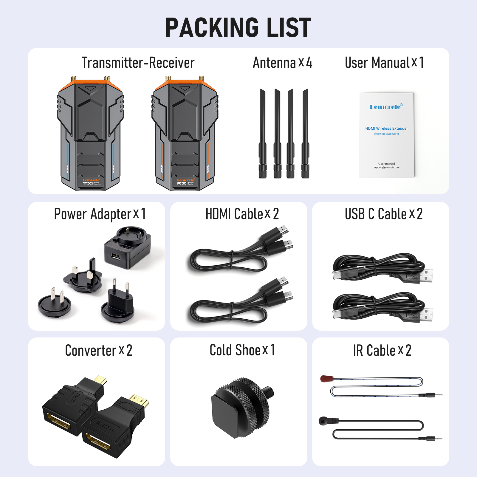 Lemorele Wireless Extender Kit 200M 5.8Ghz Wireless HDMI Transmitter and Receiver HDMI Extender Video For DSLR Camera Laptop PC. 