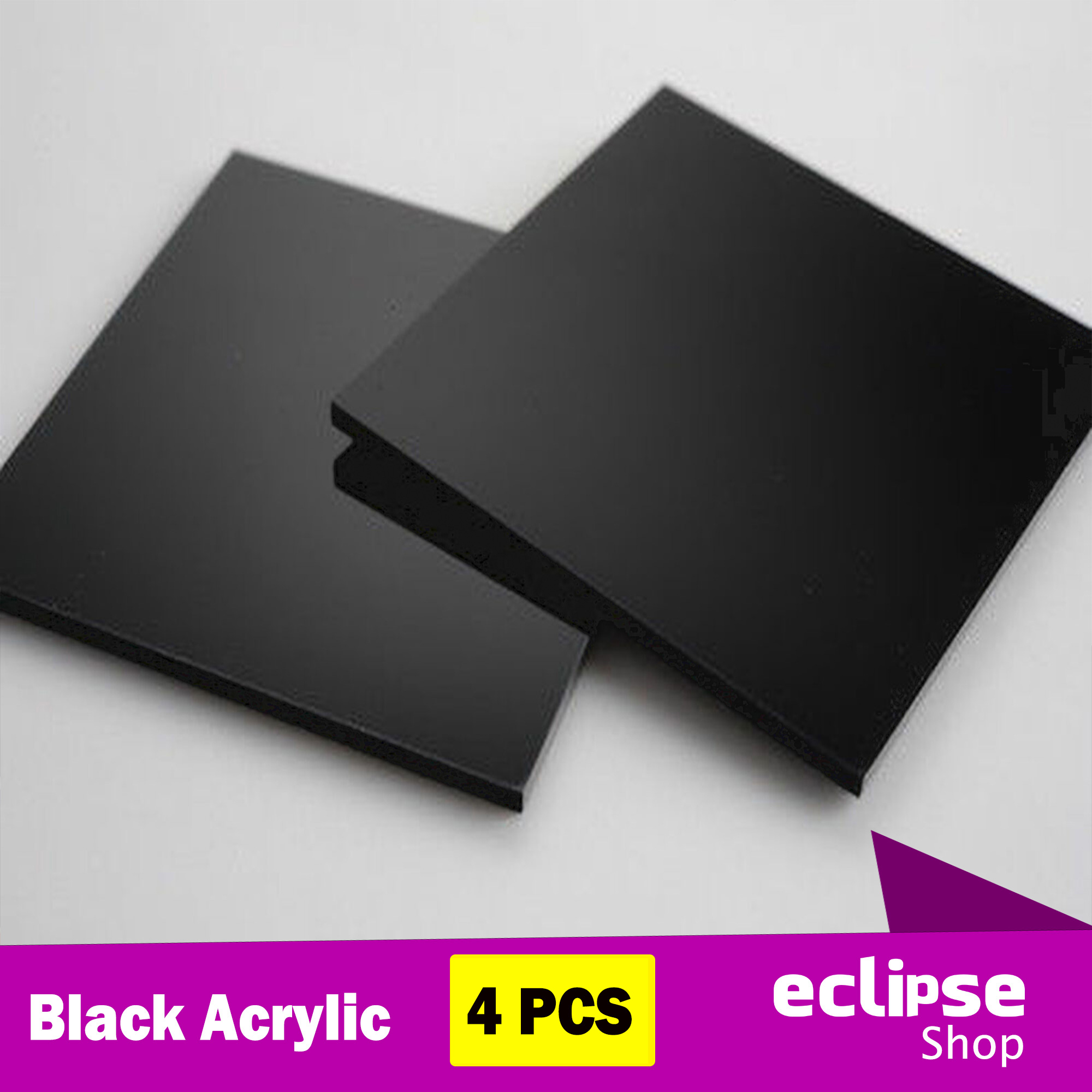 Acrylic Sheet Black 2mm thick 1X1 Feet 4 pcs