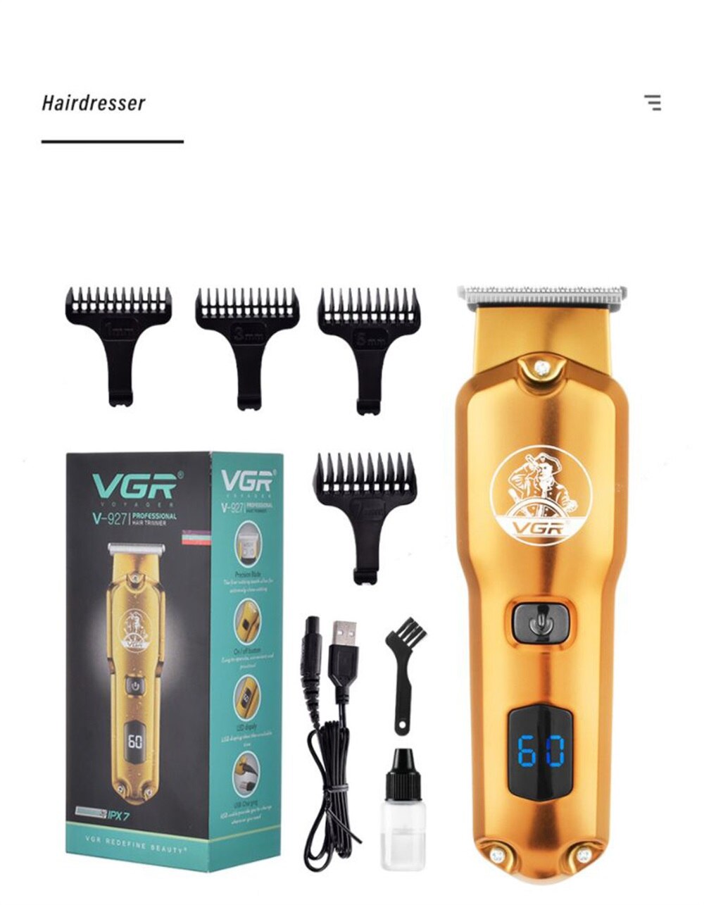 VGR V-927 LCD LED Display Electric Hair Clipper Full Metal Body Full Body  Water Shampoo Hair Salon Clipper V-927: Buy Online at Best Prices in  Bangladesh | Daraz.com.bd