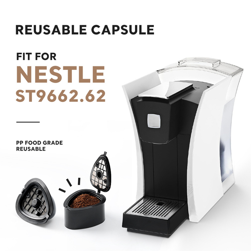 Coffee Capsule Pod Black with Spoon Brush for NESTLE ST 9662.62 Refillable Filter Pod Replacement Coffee Capsule Tea. 