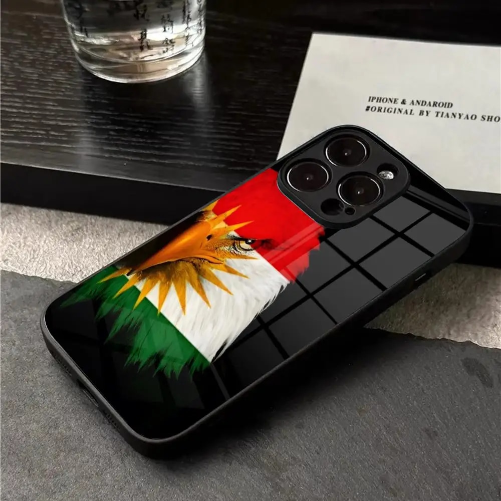 Kurdistan Flag Phone Case For Iphone 15 14 12 11 13 Pro Max Mini X 8 Xr Xs 7 Puls Glass. 