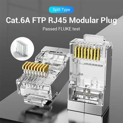 VENTION IDDR0-50 Cat.6 UTP RJ45 Connector Modular Plug - Transparent - 50 Pack. 