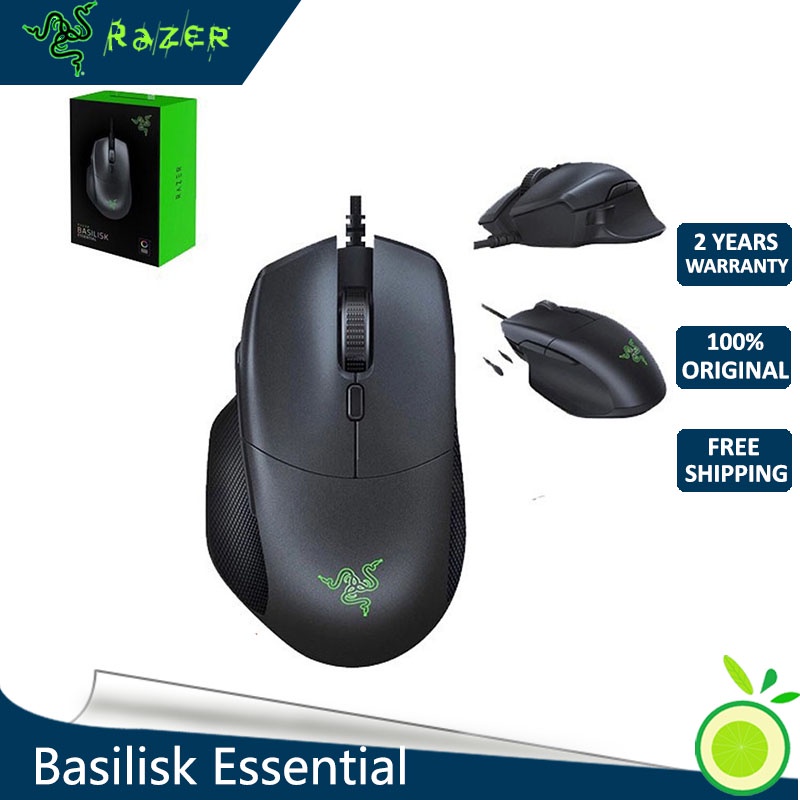 Razer Basilisk Essential Wired RGB Gaming Mouse 6400DPI Optical Sensor 8 Programmable Buttons Ergonomic Design. 