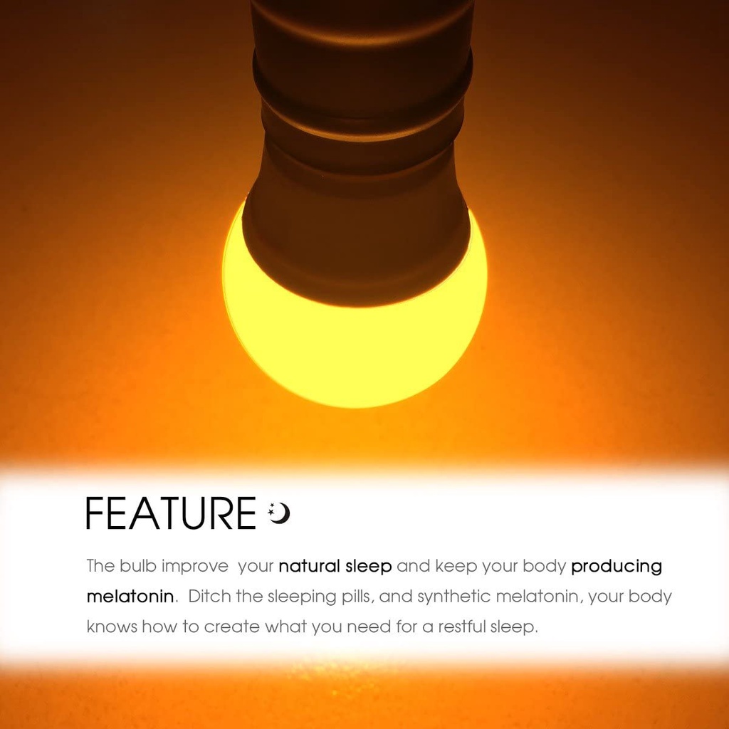 Bug Light Bulb Yellow LED Bulbs, Outdoor Porch Lights, Amber Bedroom Night Light Bulb A60 Bugs LED Bulbs, Warm LEDs Hallway Lighting Decorative Lamps,40W Equivalent E27 Edison Bulb(9W). 