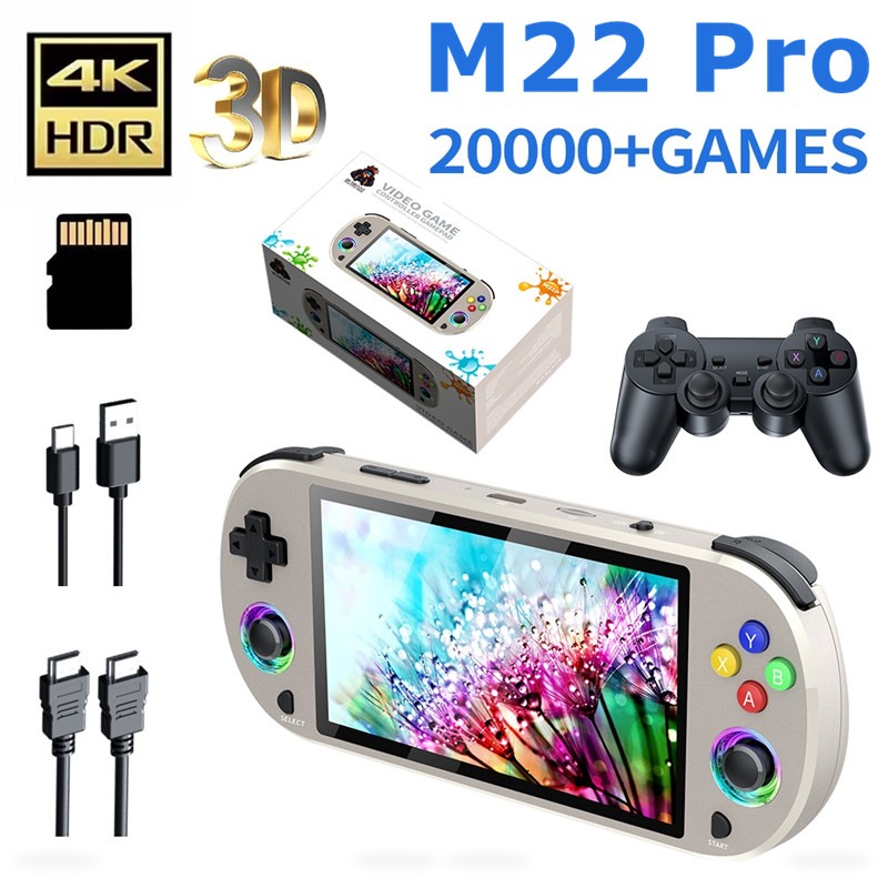 M22 Pro Retro Handheld Game Console 5.0″ HD 1920*1080 IPS Display Support -Option -M22pro-64G-Option -M22pro-64G. 