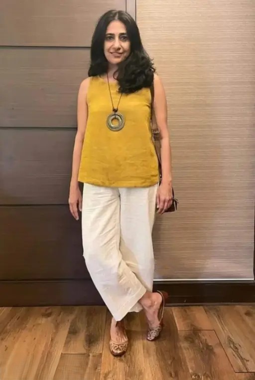 Ladies Soft Fabrics Cotton Flex Top with Cotton Slob Palazzo Pant Duo Twist Top Pant Set [2p]. 