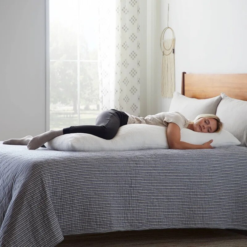 Shredded Memory Foam Body Pillow, Extra Large, Ultra Plush, White, Rest Haven. 