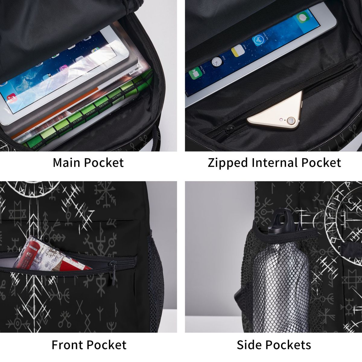 School Bag Celtic Lucky Charm Compass Symbole Celtic Vegvisir Travel Laptop Backpacks Norse Mythology Vikings Soft Rucksack. 