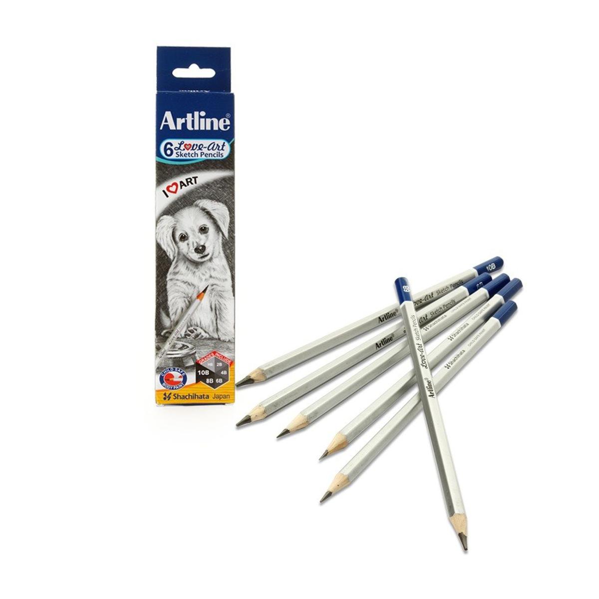 Artline Set Of 6 Sketch Pencils Hb, 2B, 4B, 6B, 8B, 10B - Mechanical Pencil