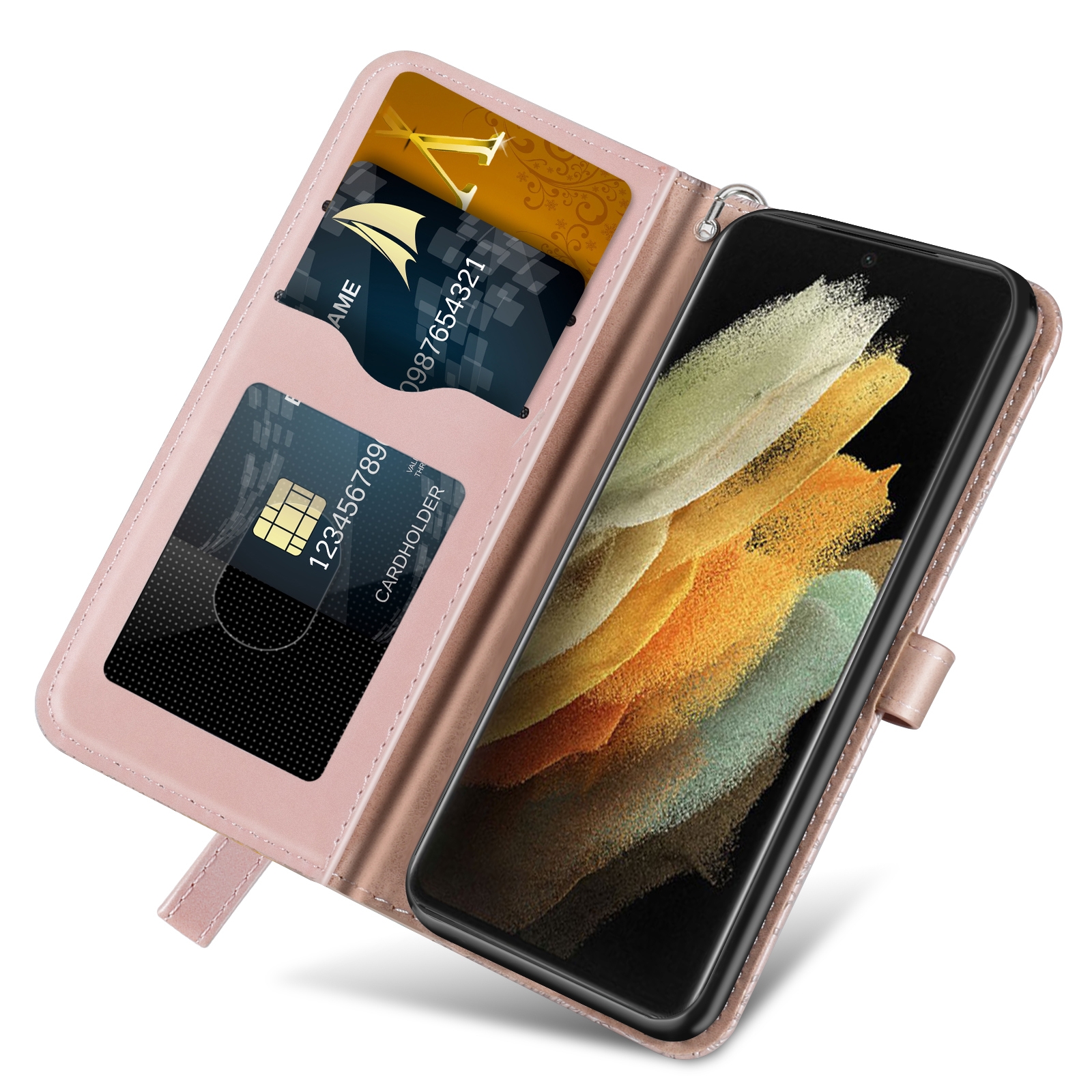 For Samsung Galaxy S21 Ultra 5G Life of Tree Embossing Pattern Horizontal Flip Leather Case with Holder & Card Slot & Wallet & Photo Frame & Lanyard. 