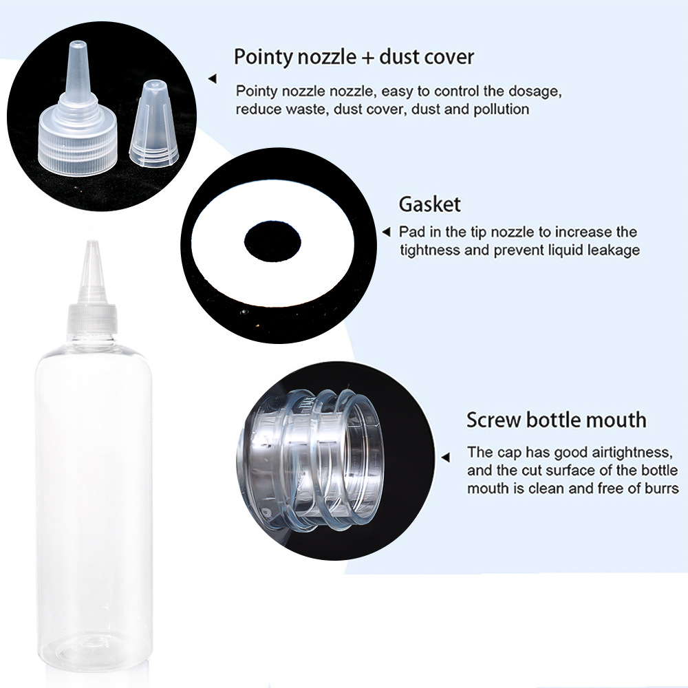 500ml/1000ml Kitchen Pointed Nose Clear Squeeze Sauce Bottle Sealable. 