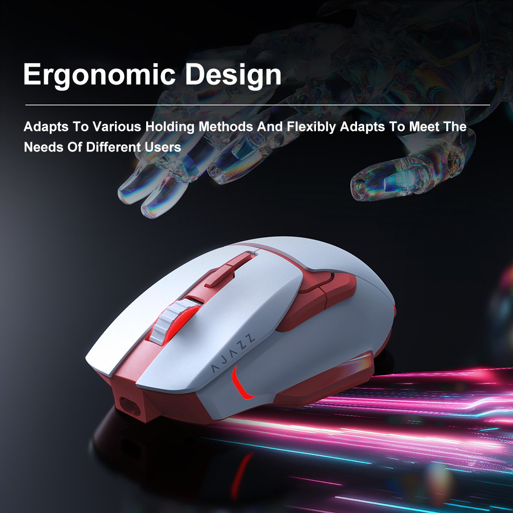 Ajazz AJ039 Wireless Gaming Mouse RGB 7 Buttons Tri-mode Wired Bluetooth Mouse PAW3212 Ergonomic Design for PC Laptop Desktop. 