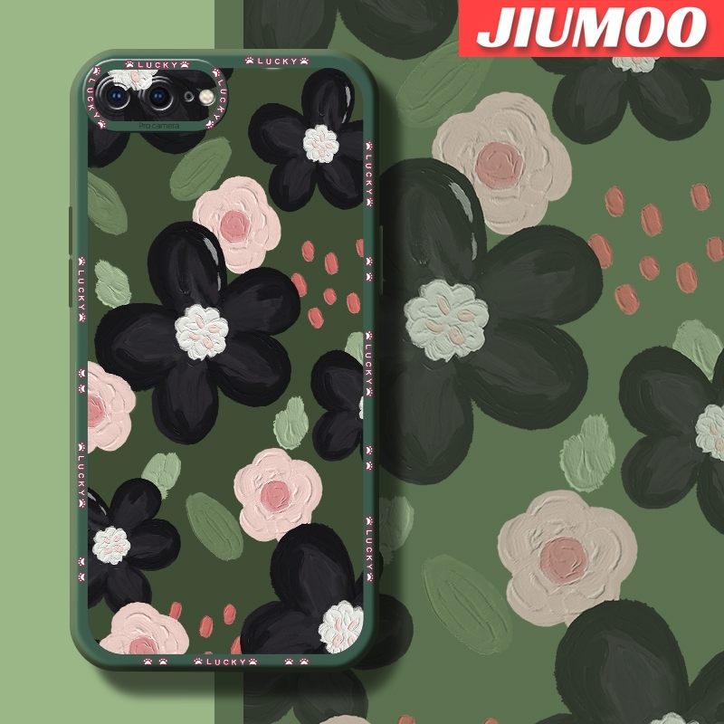 JIUMOO Case For Iphone 8 Plus Case Cartoon Clear Flower Thin Shockproof Square Edge Silicone Casing Full Lens Cover Camera Protect Cases Softcase. 