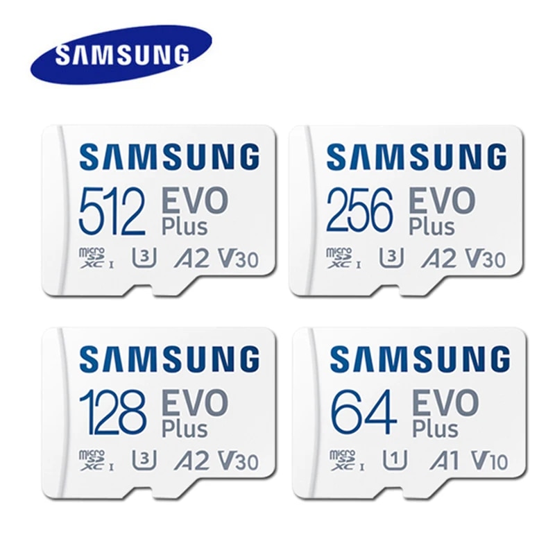 SAMSUNG EVO Plus Micro SD Card 128GB 256GB 512GB A2 V30 U3 Transfer 130MB/s Memory Card C10 U1 TF Card 64GB V10 A1 Memory Card. 