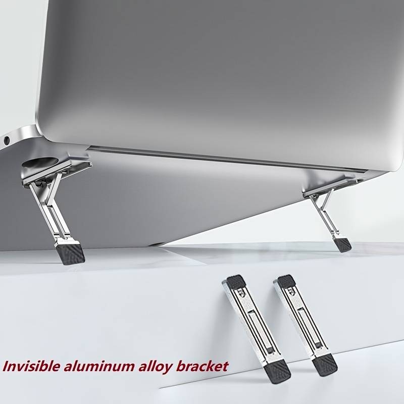 2Pcs/Set Mini Self-adhesive Foldable Laptop Stand Universal Portable Invisible Heat Dissipation Laptop Holder Computer Accessories. 
