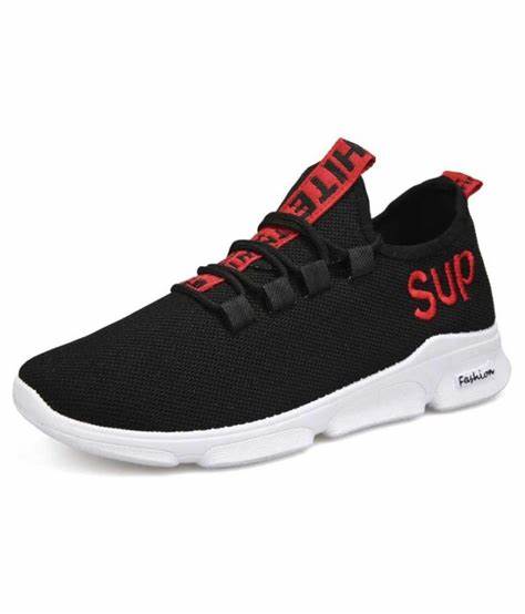 New - Sup: Fancy Black With Red Running Shoes For Men. 