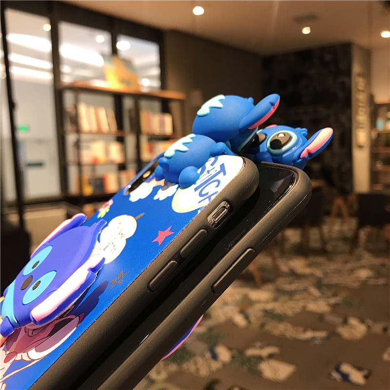 Cartoon Cute Stitch Phone Case For OPPO A15 A15s A54 A16 A94 Reno 5F A93 Reno4 F Reno4 Lite A91 Reno 3 A52 A92 A9  A5  A7 A5s A12 A3s A12e A37 Silicone TPU Back Cover Case with Lanyard Holder Stand. 