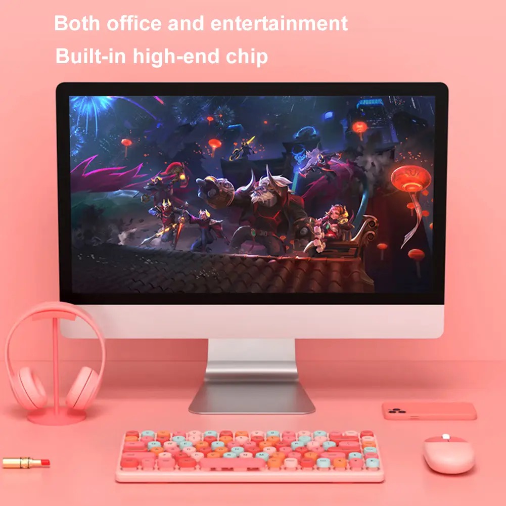 Ergonomic Keyboard and Mouse Set | 2.4Ghz USB Wireless Office Keyboard with Multi-Media Function Keys and Number Pad for PC Computer Windows | Bluetooth Keyboard Mouse Kit | Colorful Mechanical Keyboard Set | Wireless Keyboard and Mouse Combo-Nadra-QW02. 