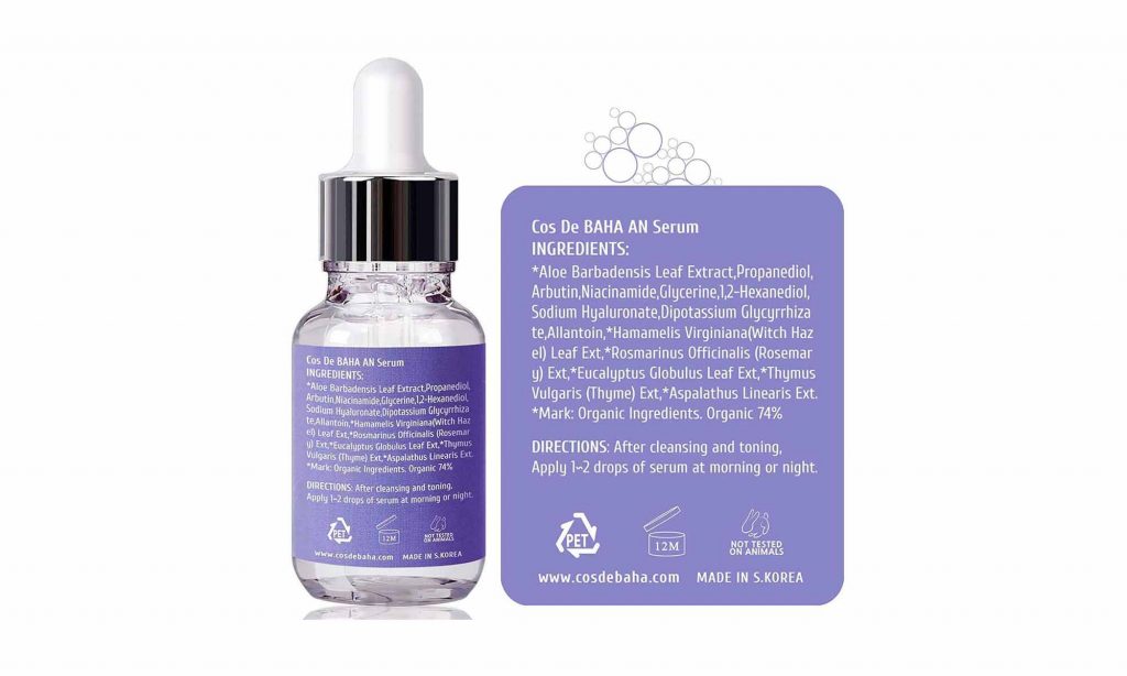 Cos De BAHA Niacinamide 5% + Arbutin 5% Serum (AN) 30ml. 
