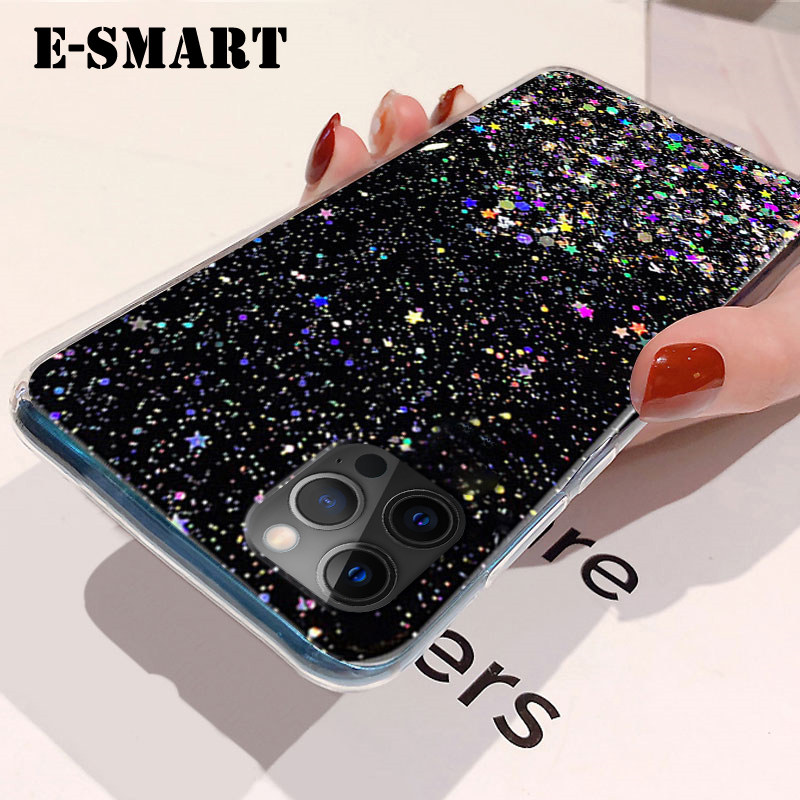 Phone Case iphone 11 Pro Max Back Cover Glitter Silicone Soft Cases Starry Sky String Glitter Transparent Space Stars Moon iphone11 Pro Max case