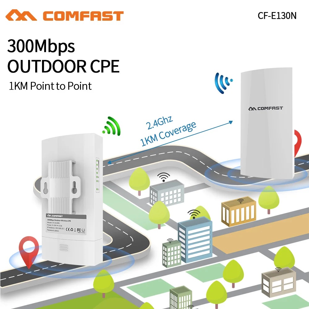 COMFAST CF-E130N 1KM 300Mbps 2.4Ghz açık Mini kablosuz erişim noktası köprü WIFI CPE erişim noktası 9dBi WI-FI anten Nanostation yönlendirici. 