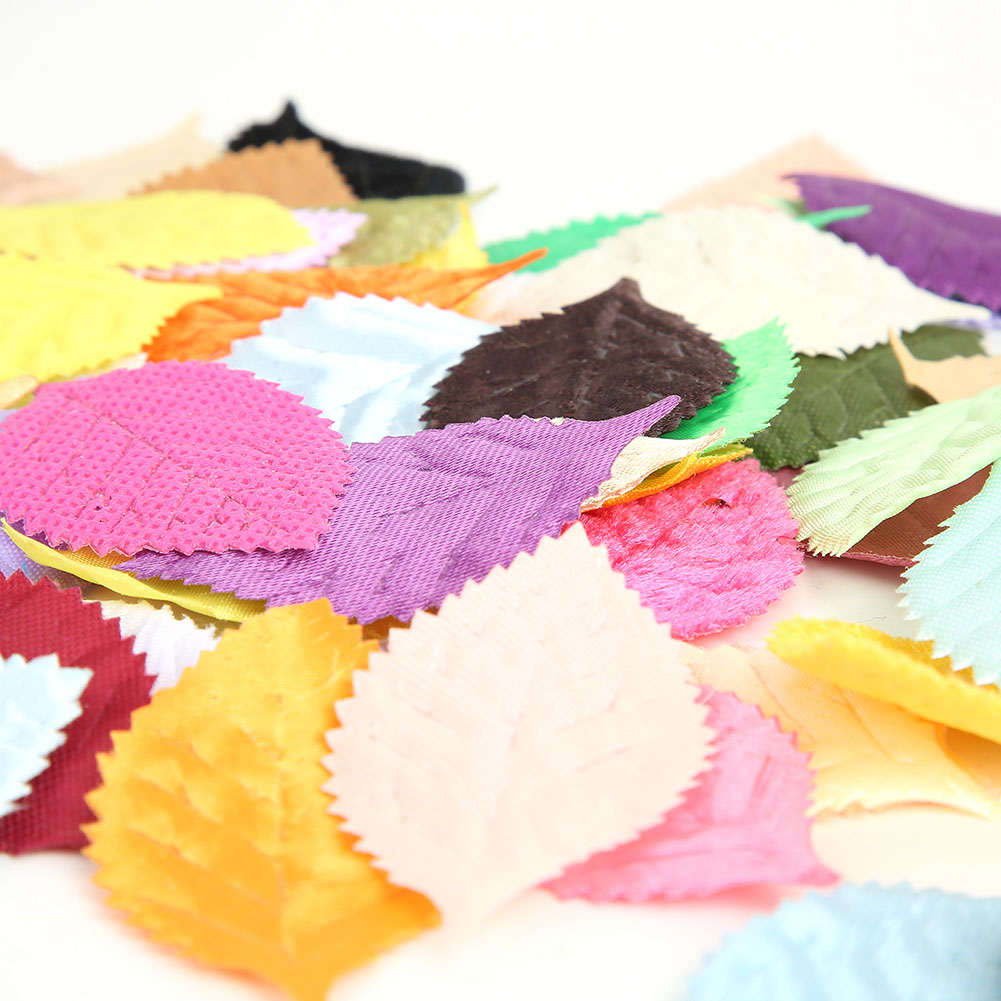 100pcs Artificial Leaves Mixing Color for Cloth Sticker DIY Crafts. 